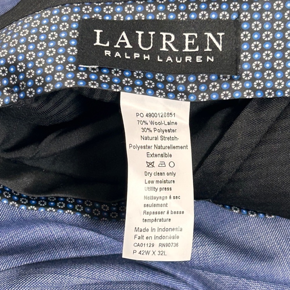Lauren Ralph Lauren Mens Blue Plaid Edgewood UltraFlex Suit Pants 42W x‎ 32L NEW - Picture 6 of 9